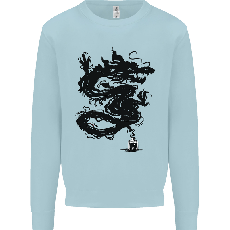 Ink Dragon Tattoo Kids Sweatshirt Jumper Light Blue