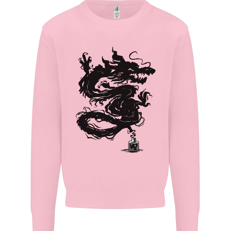 Ink Dragon Tattoo Kids Sweatshirt Jumper Light Pink