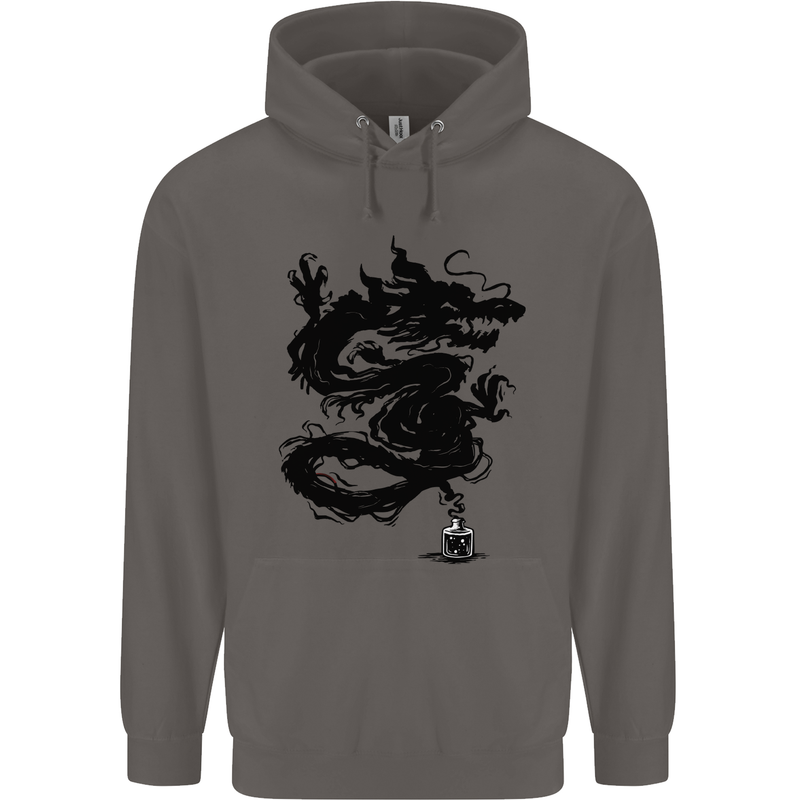 Ink Dragon Tattoo Mens 80% Cotton Hoodie Charcoal