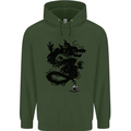 Ink Dragon Tattoo Mens 80% Cotton Hoodie Forest Green
