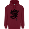 Ink Dragon Tattoo Mens 80% Cotton Hoodie Maroon