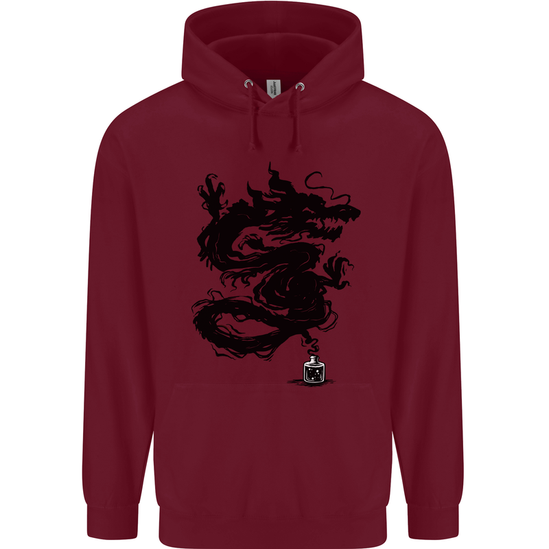 Ink Dragon Tattoo Mens 80% Cotton Hoodie Maroon