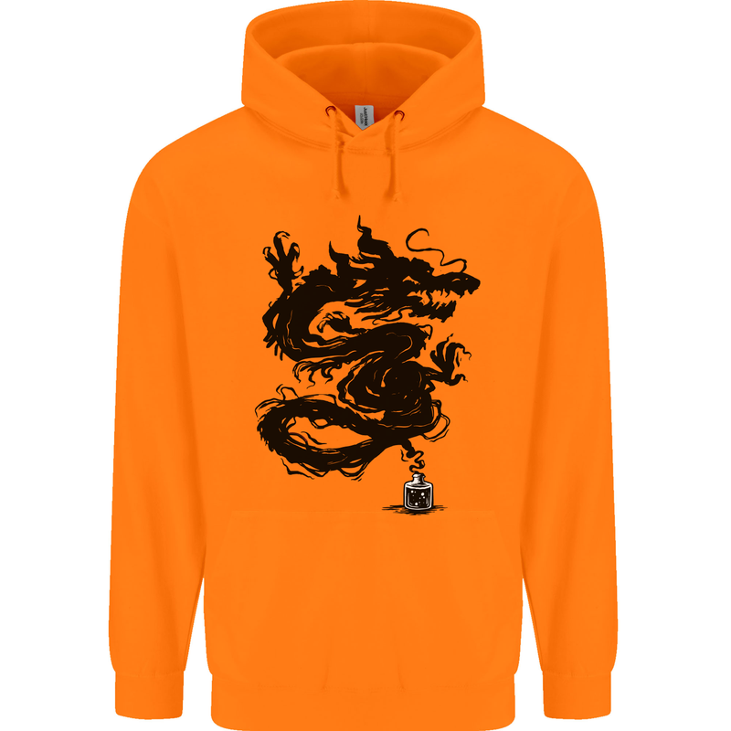 Ink Dragon Tattoo Mens 80% Cotton Hoodie Orange
