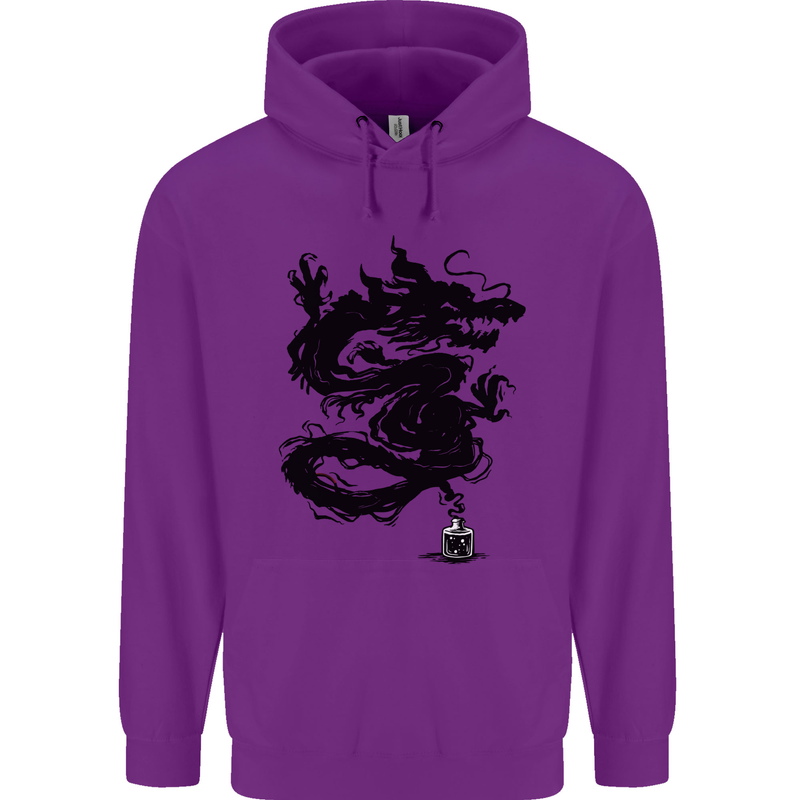 Ink Dragon Tattoo Mens 80% Cotton Hoodie Purple