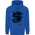 Ink Dragon Tattoo Mens 80% Cotton Hoodie Royal Blue