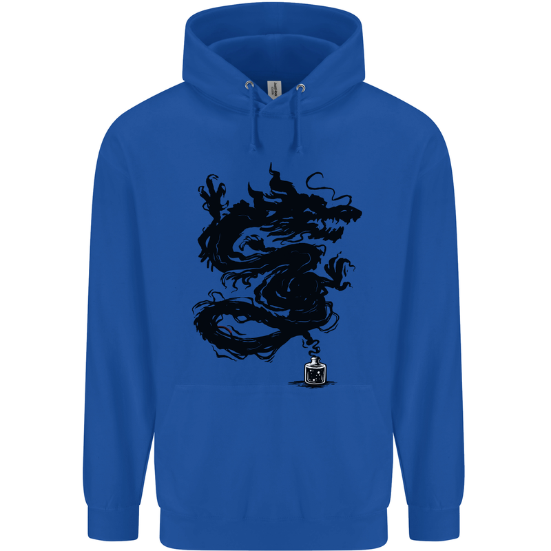 Ink Dragon Tattoo Mens 80% Cotton Hoodie Royal Blue