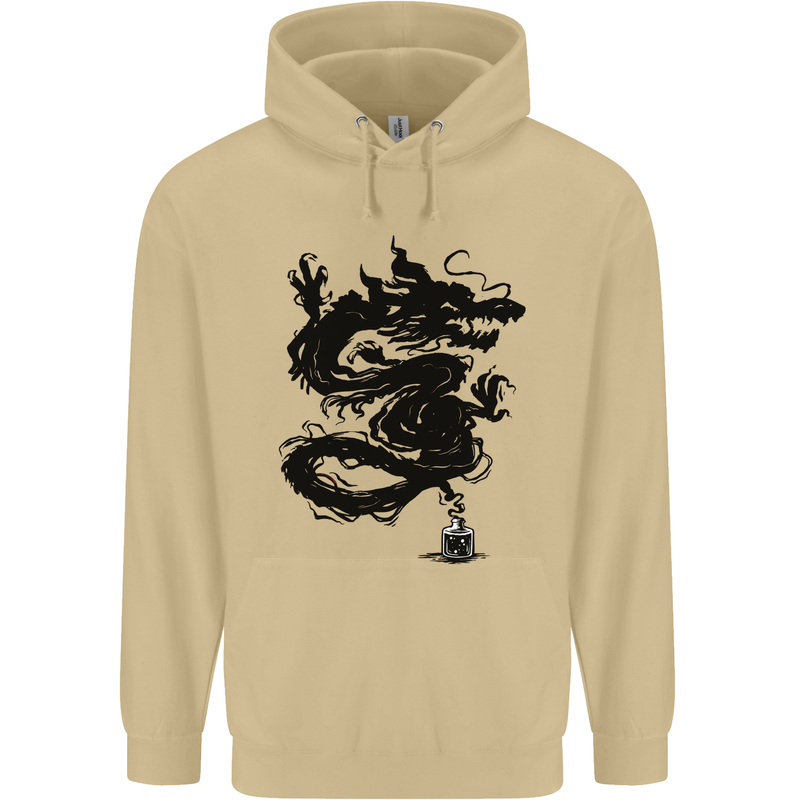 Ink Dragon Tattoo Mens 80% Cotton Hoodie Sand