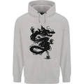 Ink Dragon Tattoo Mens 80% Cotton Hoodie Sports Grey