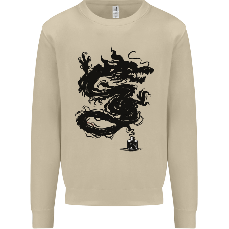 Ink Dragon Tattoo Mens Sweatshirt Jumper Sand