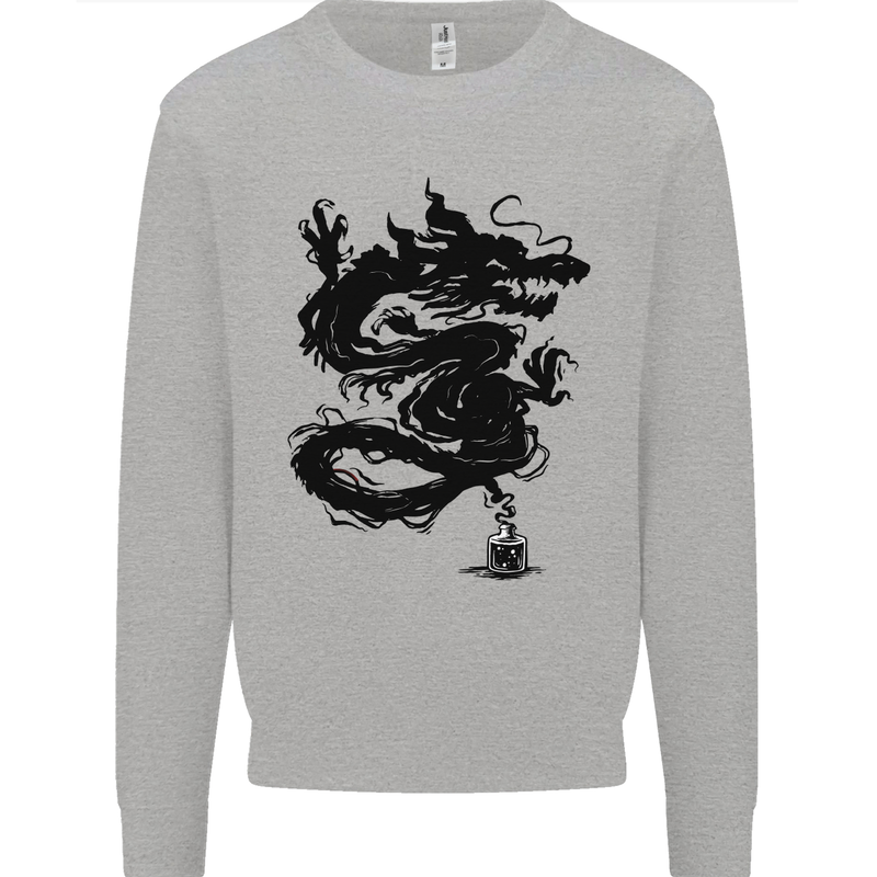 Ink Dragon Tattoo Mens Sweatshirt Jumper Sports Grey