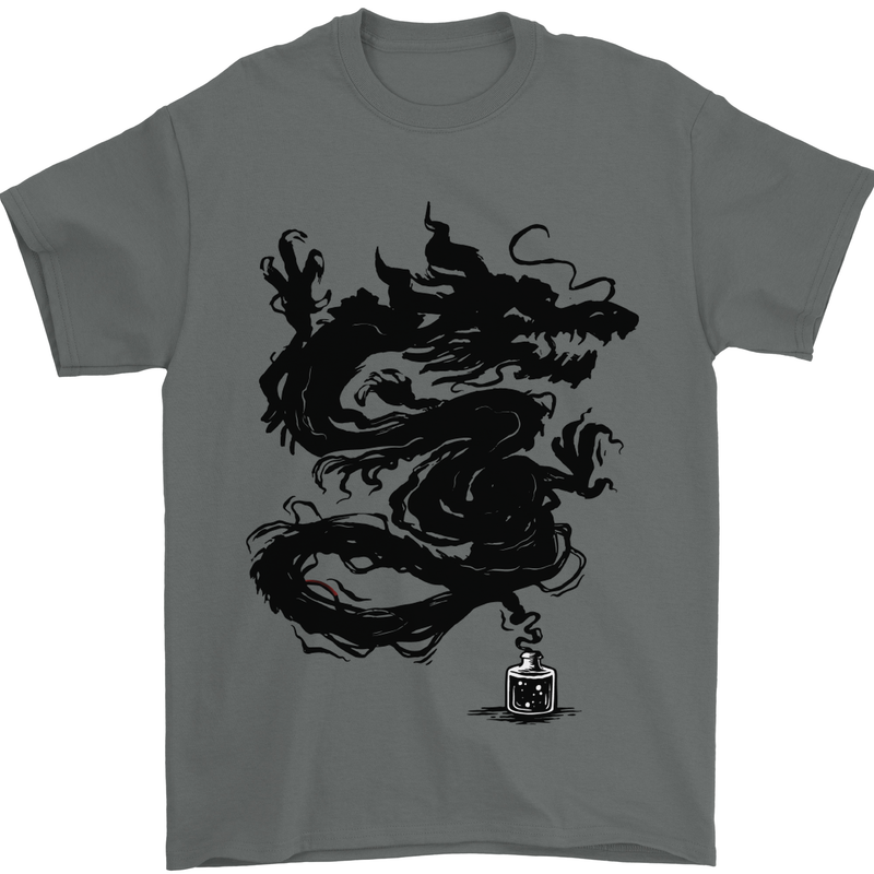 Ink Dragon Tattoo Mens T-Shirt Cotton Gildan Charcoal