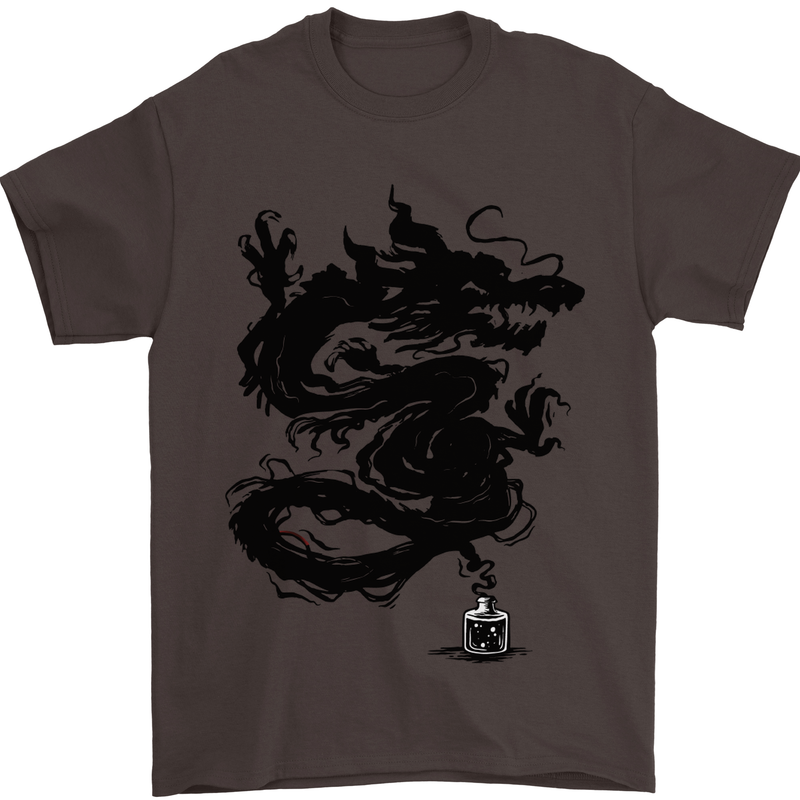 Ink Dragon Tattoo Mens T-Shirt Cotton Gildan Dark Chocolate