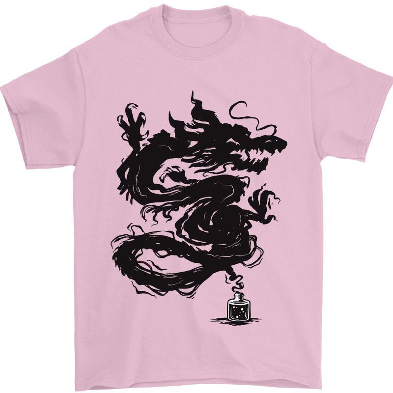 Ink Dragon Tattoo Mens T-Shirt Cotton Gildan Light Pink