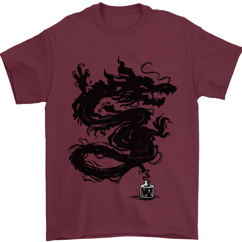 Ink Dragon Tattoo Mens T-Shirt Cotton Gildan Maroon