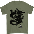Ink Dragon Tattoo Mens T-Shirt Cotton Gildan Military Green