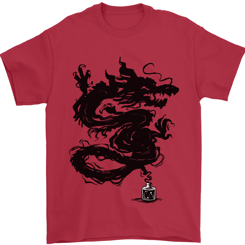 Ink Dragon Tattoo Mens T-Shirt Cotton Gildan Red