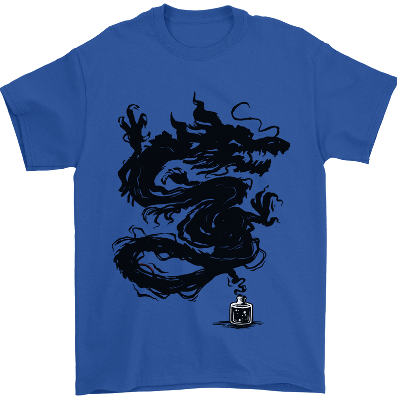Ink Dragon Tattoo Mens T-Shirt Cotton Gildan Royal Blue