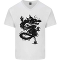 Ink Dragon Tattoo Mens V-Neck Cotton T-Shirt White
