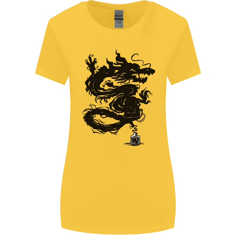 Ink Dragon Tattoo Womens Wider Cut T-Shirt Yellow