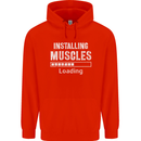 Installing Muscles Loading Gym Training Top Mens 80% Cotton Hoodie Bright Red