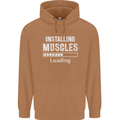 Installing Muscles Loading Gym Training Top Mens 80% Cotton Hoodie Caramel Latte