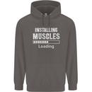 Installing Muscles Loading Gym Training Top Mens 80% Cotton Hoodie Charcoal
