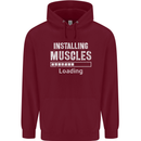 Installing Muscles Loading Gym Training Top Mens 80% Cotton Hoodie Maroon