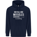 Installing Muscles Loading Gym Training Top Mens 80% Cotton Hoodie Navy Blue