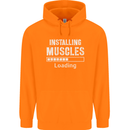 Installing Muscles Loading Gym Training Top Mens 80% Cotton Hoodie Orange