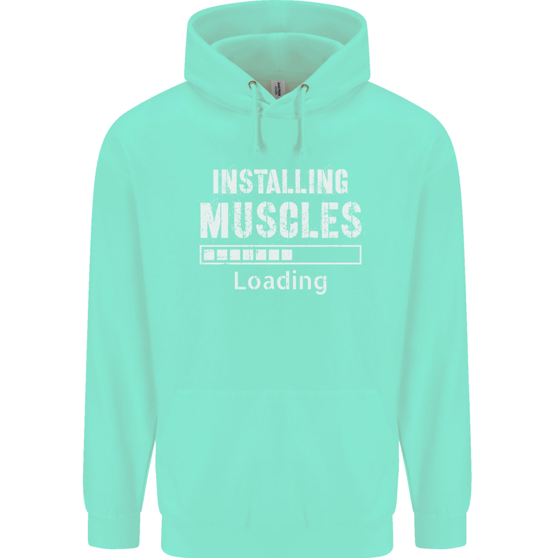 Installing Muscles Loading Gym Training Top Mens 80% Cotton Hoodie Peppermint