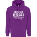 Installing Muscles Loading Gym Training Top Mens 80% Cotton Hoodie Purple