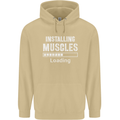 Installing Muscles Loading Gym Training Top Mens 80% Cotton Hoodie Sand