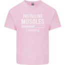 Installing Muscles Loading Gym Training Top Mens Cotton T-Shirt Tee Top Light Pink