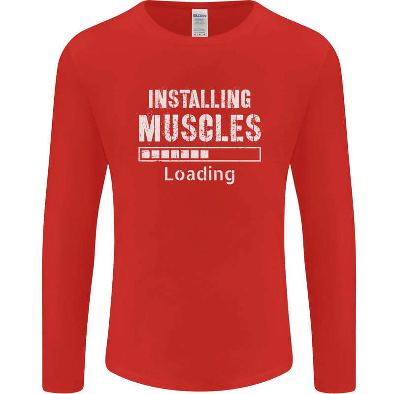 Installing Muscles Loading Gym Training Top Mens Long Sleeve T-Shirt Red