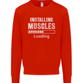 Installing Muscles Loading Gym Training Top Mens Sweatshirt Jumper Bright Red