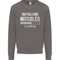 Installing Muscles Loading Gym Training Top Mens Sweatshirt Jumper Charcoal