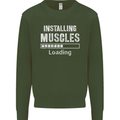 Installing Muscles Loading Gym Training Top Mens Sweatshirt Jumper Forest Green