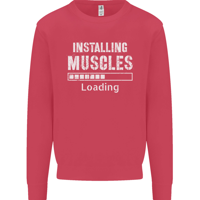 Installing Muscles Loading Gym Training Top Mens Sweatshirt Jumper Heliconia