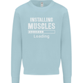 Installing Muscles Loading Gym Training Top Mens Sweatshirt Jumper Light Blue