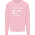 Installing Muscles Loading Gym Training Top Mens Sweatshirt Jumper Light Pink