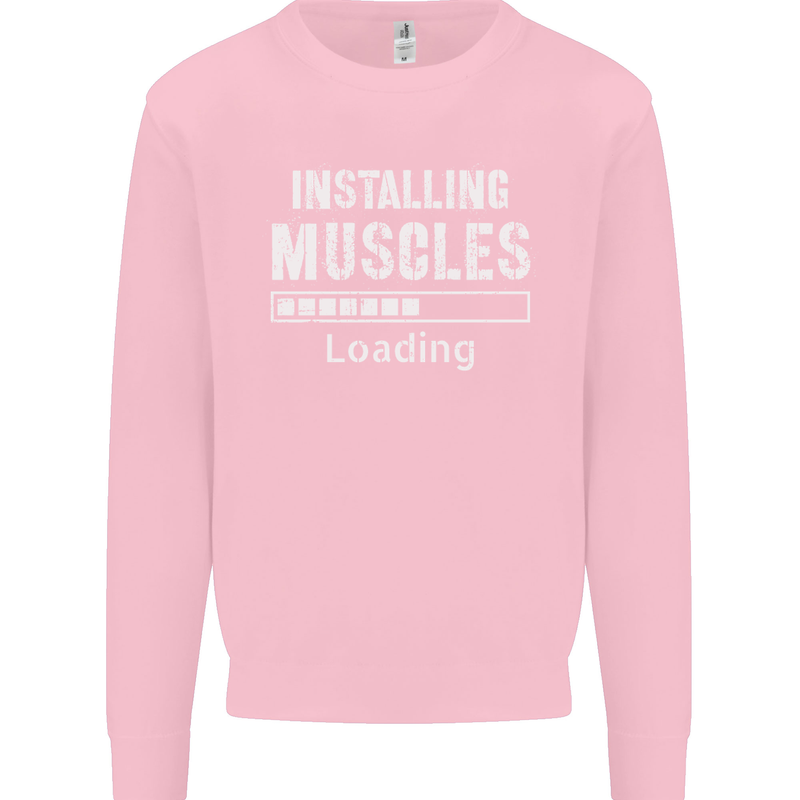 Installing Muscles Loading Gym Training Top Mens Sweatshirt Jumper Light Pink