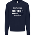 Installing Muscles Loading Gym Training Top Mens Sweatshirt Jumper Navy Blue
