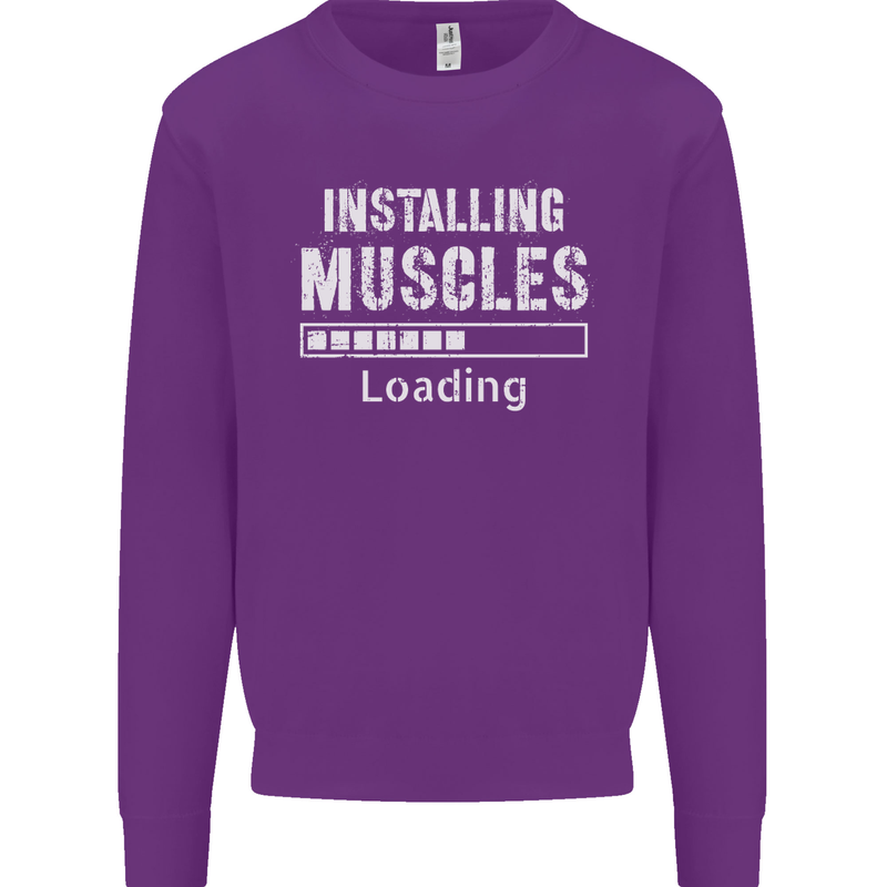 Installing Muscles Loading Gym Training Top Mens Sweatshirt Jumper Purple