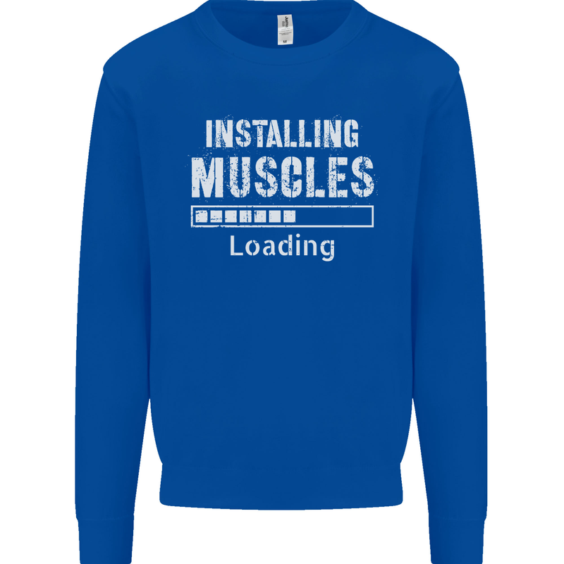 Installing Muscles Loading Gym Training Top Mens Sweatshirt Jumper Royal Blue