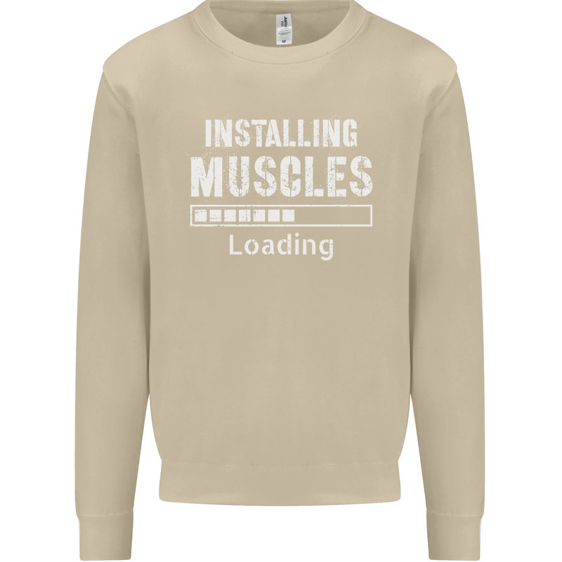 Installing Muscles Loading Gym Training Top Mens Sweatshirt Jumper Sand