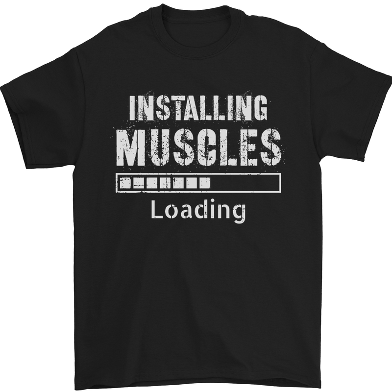 Installing Muscles Loading Gym Training Top Mens T-Shirt Cotton Gildan Black