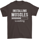 Installing Muscles Loading Gym Training Top Mens T-Shirt Cotton Gildan Dark Chocolate