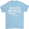 Installing Muscles Loading Gym Training Top Mens T-Shirt Cotton Gildan Light Blue