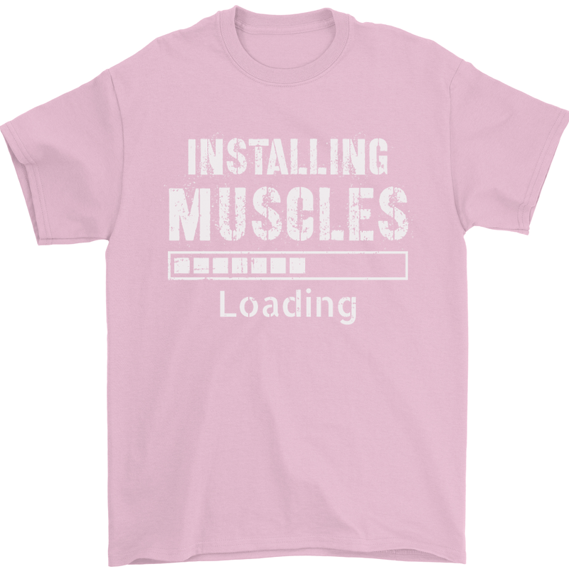 Installing Muscles Loading Gym Training Top Mens T-Shirt Cotton Gildan Light Pink