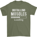 Installing Muscles Loading Gym Training Top Mens T-Shirt Cotton Gildan Military Green